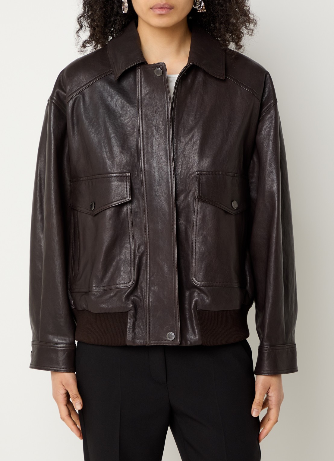 Max Mara Gigante jack van lamsleer - detail 2 donkerbruin