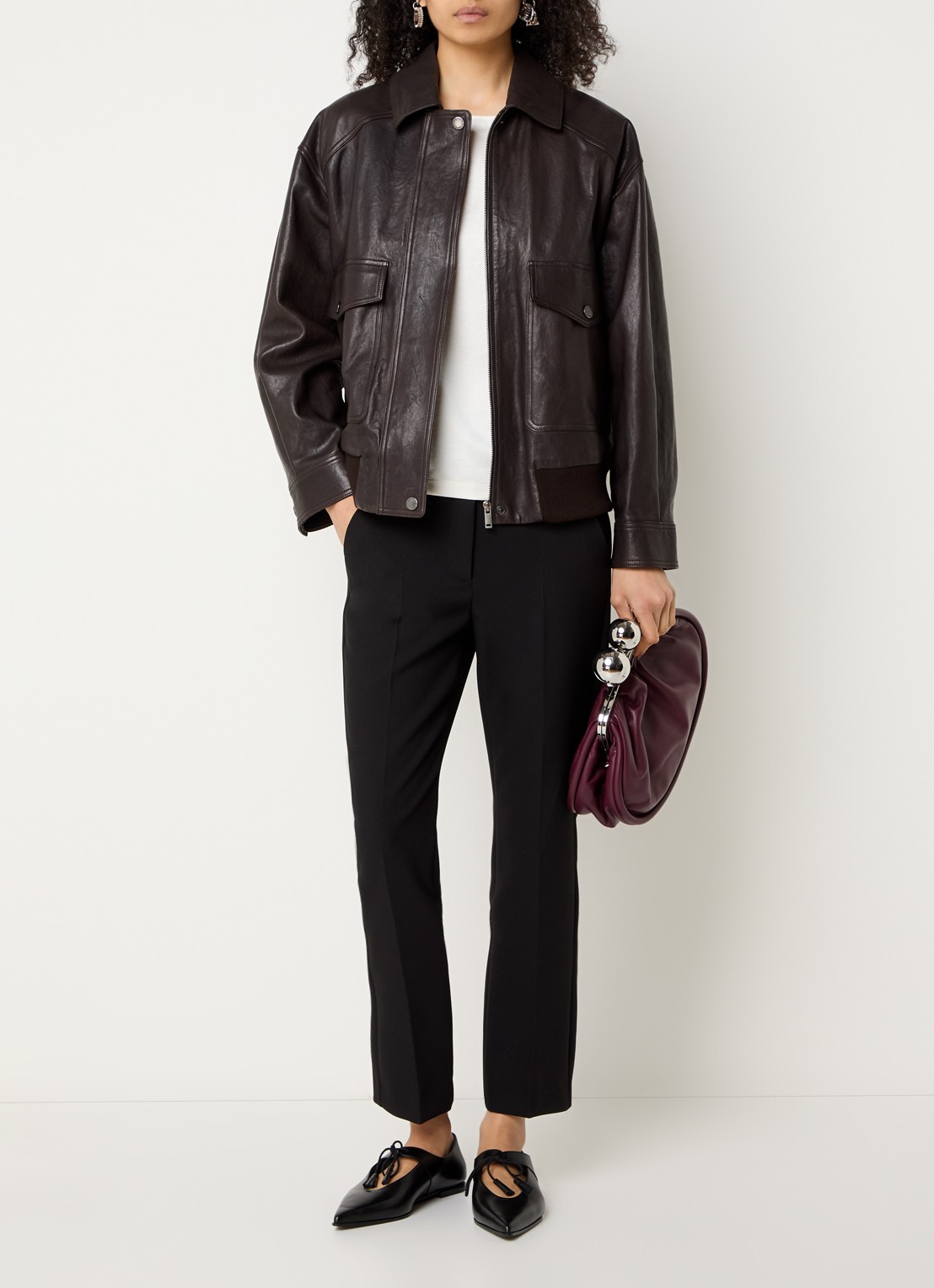 Max Mara Gigante jack van lamsleer - voorkant 4 donkerbruin