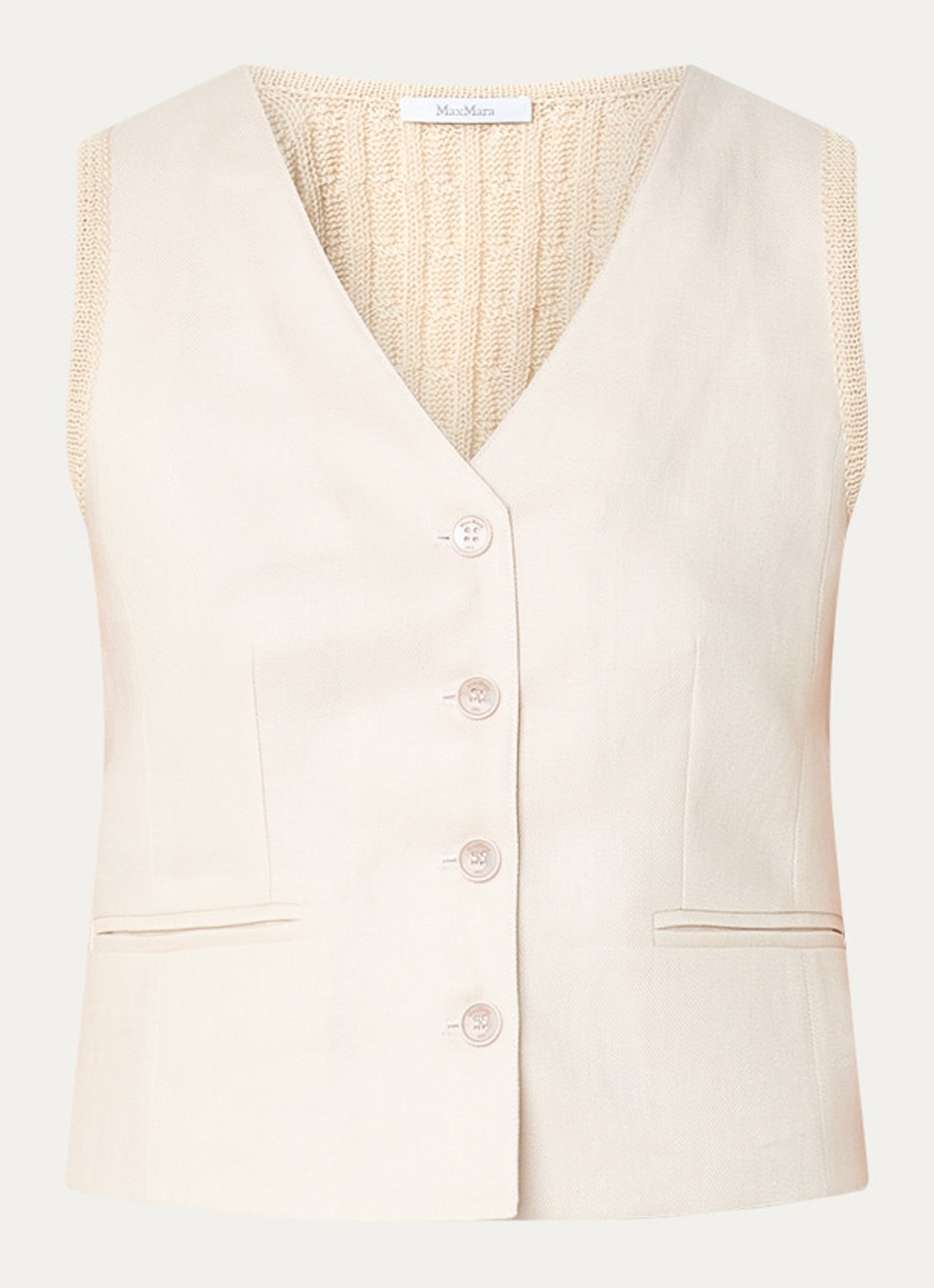 Max Mara Gilet van linnen - voorkant 2 beige