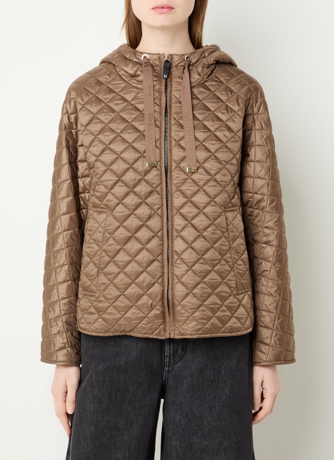 Max Mara Giorno gewatteerd jack met steekzakken en capuchon - detail 4 bruin