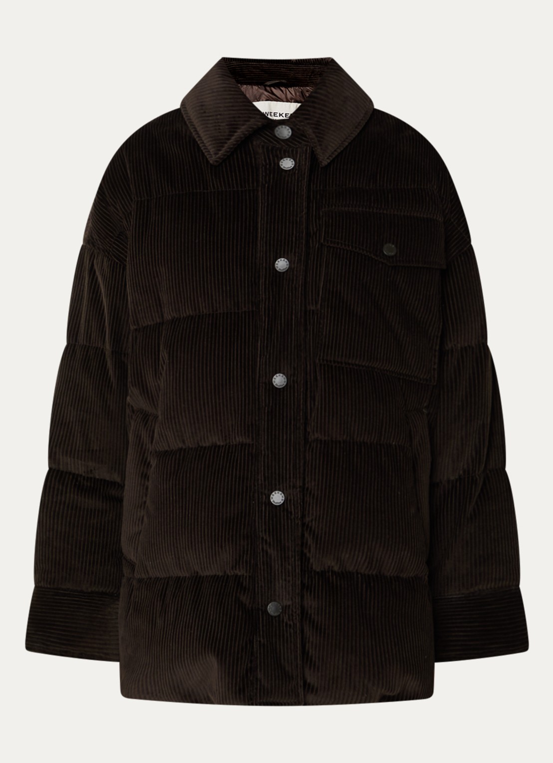 Max Mara Giorno gewatteerd jack van corduroy met steekzakken - voorkant 3 donkerbruin