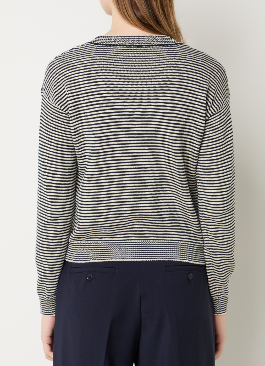 Max Mara Giovane fijngebreide trui met streepprint - achterkant donkerblauw
