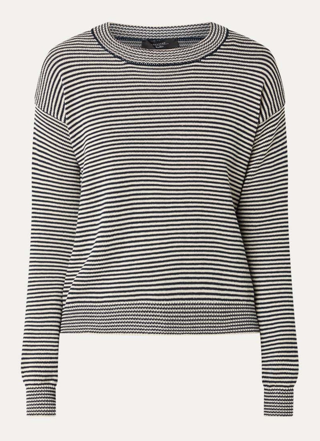 Max Mara Giovane fijngebreide trui met streepprint - voorkant 3 donkerblauw