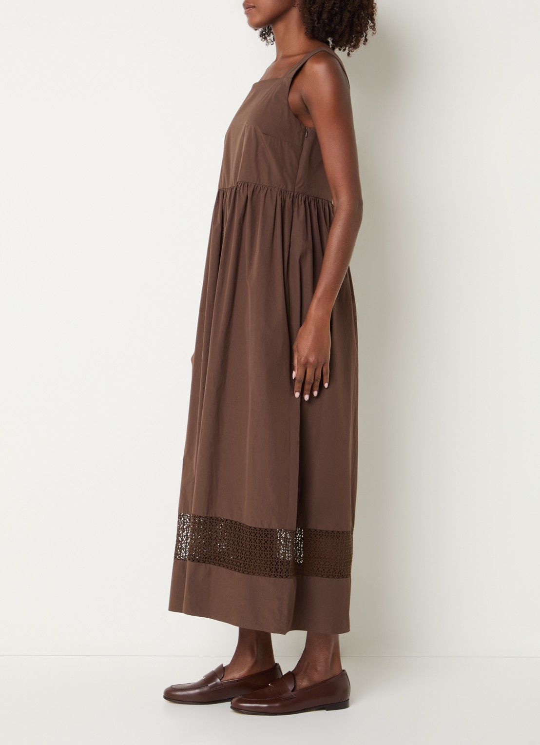 Max Mara Gola midi jurk met opengewerkt dessin - voorkant 3 bruin