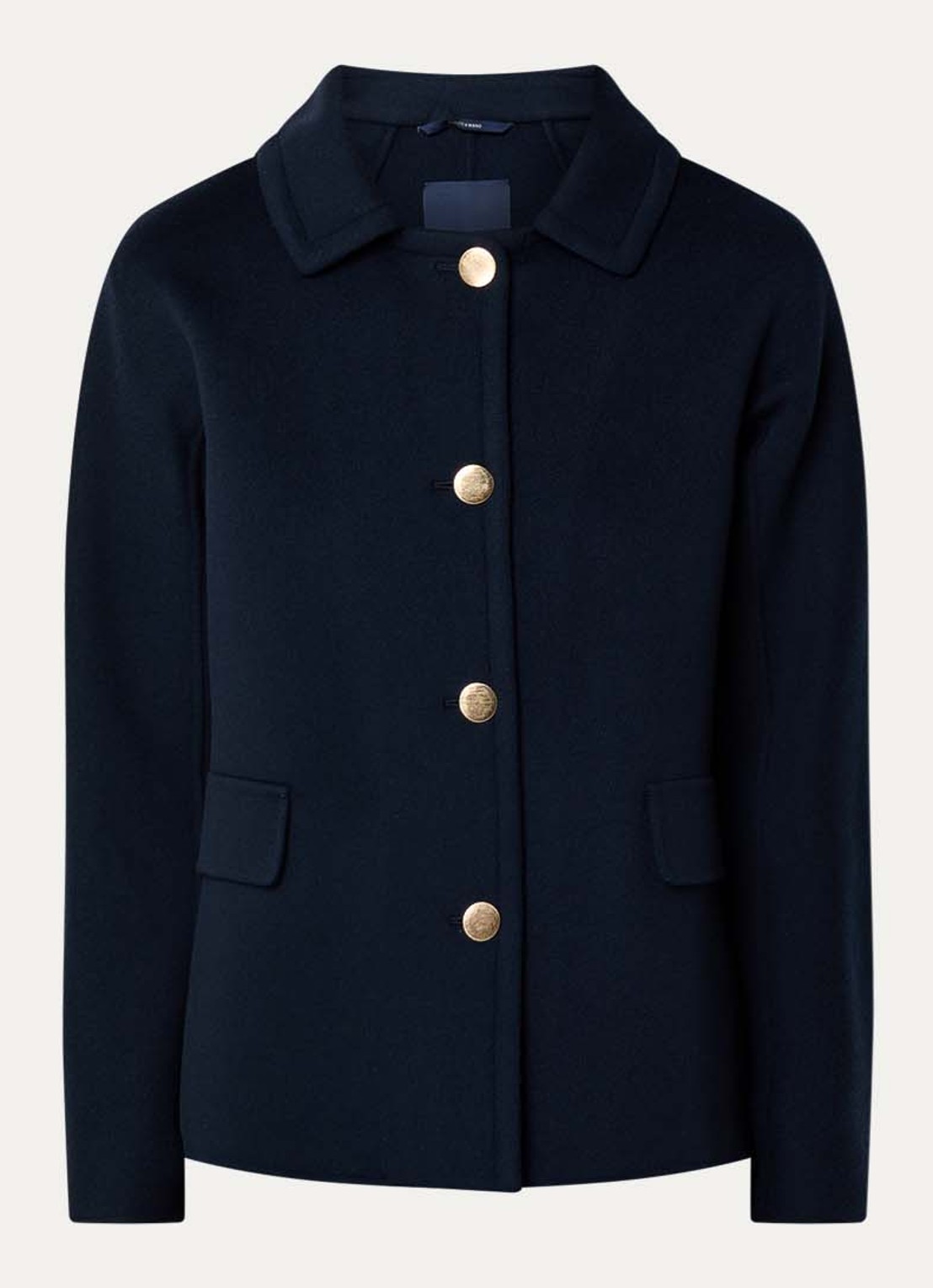Max Mara Grazia mantel van scheerwol  - voorkant 2 donkerblauw