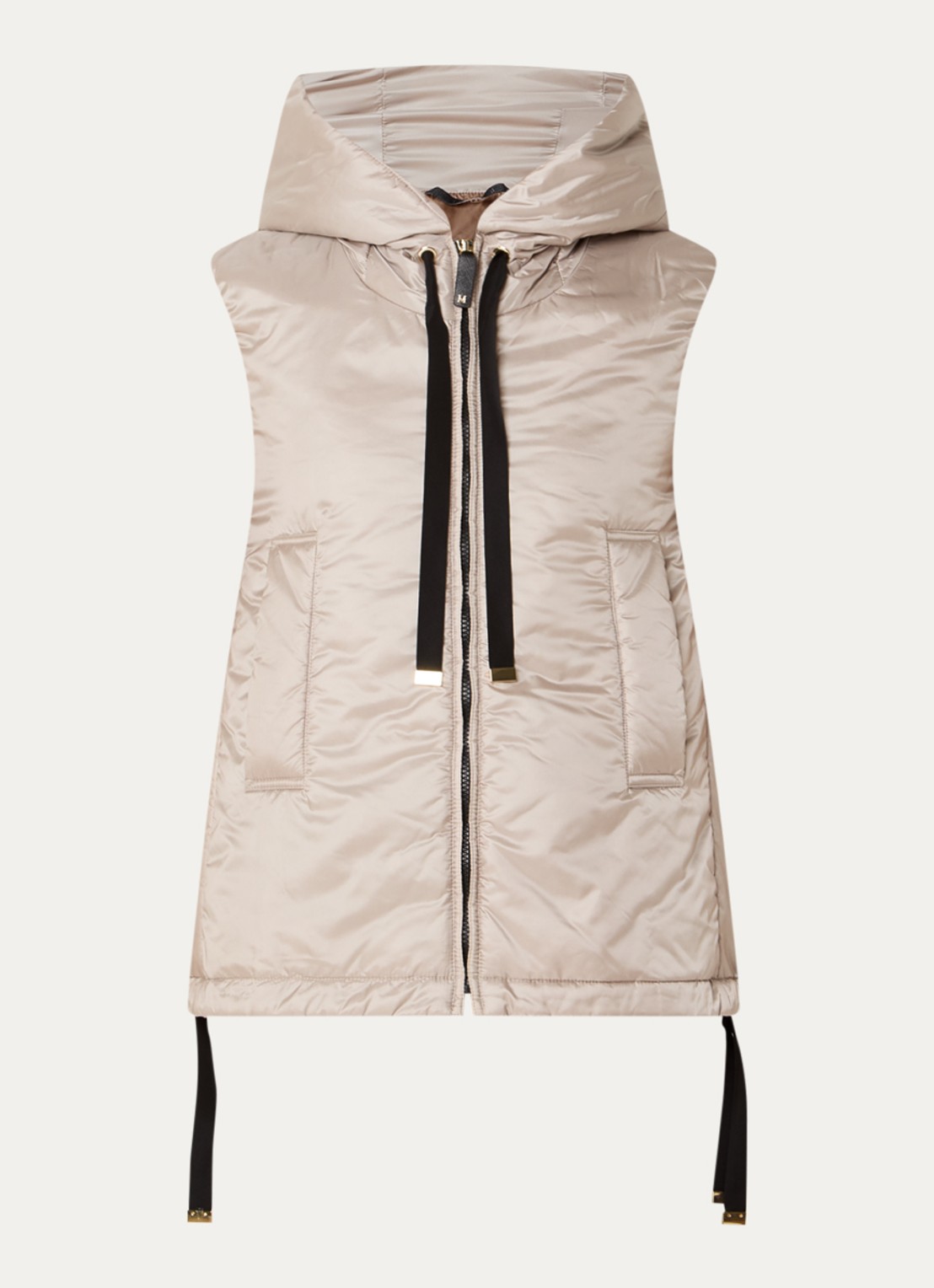 Max Mara Greengo gewatteerde bodywarmer met capuchon en waterafstotende coating - voorkant 3 beige