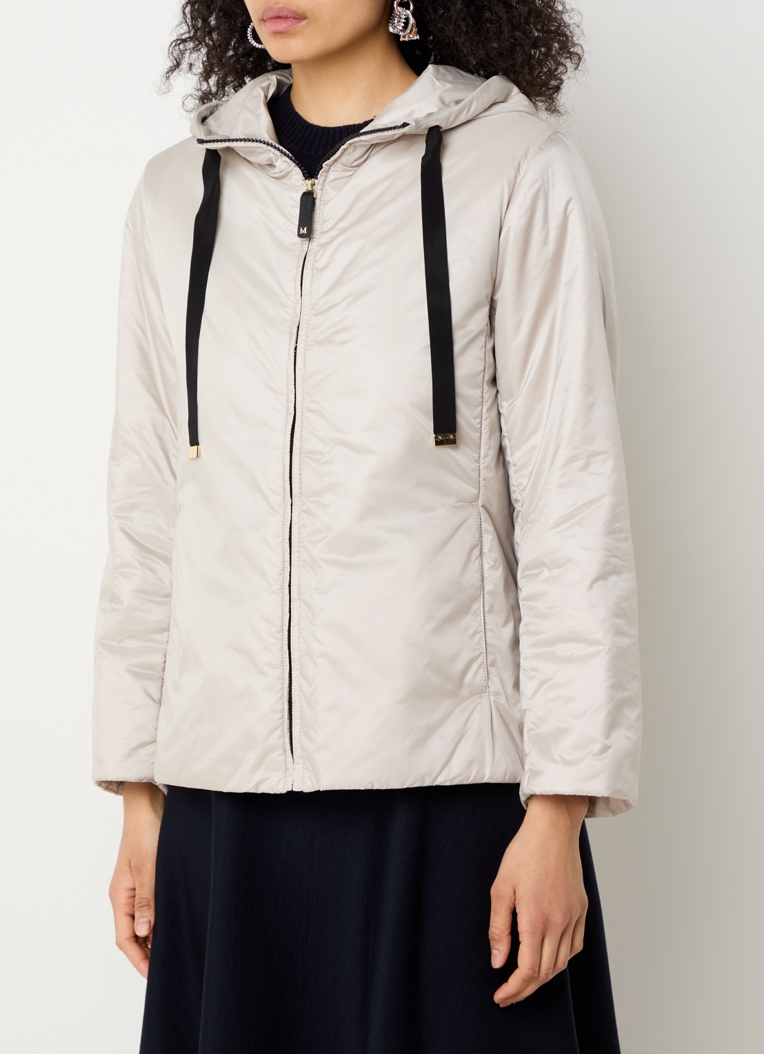 Max Mara Greenh jack met capuchon - detail creme