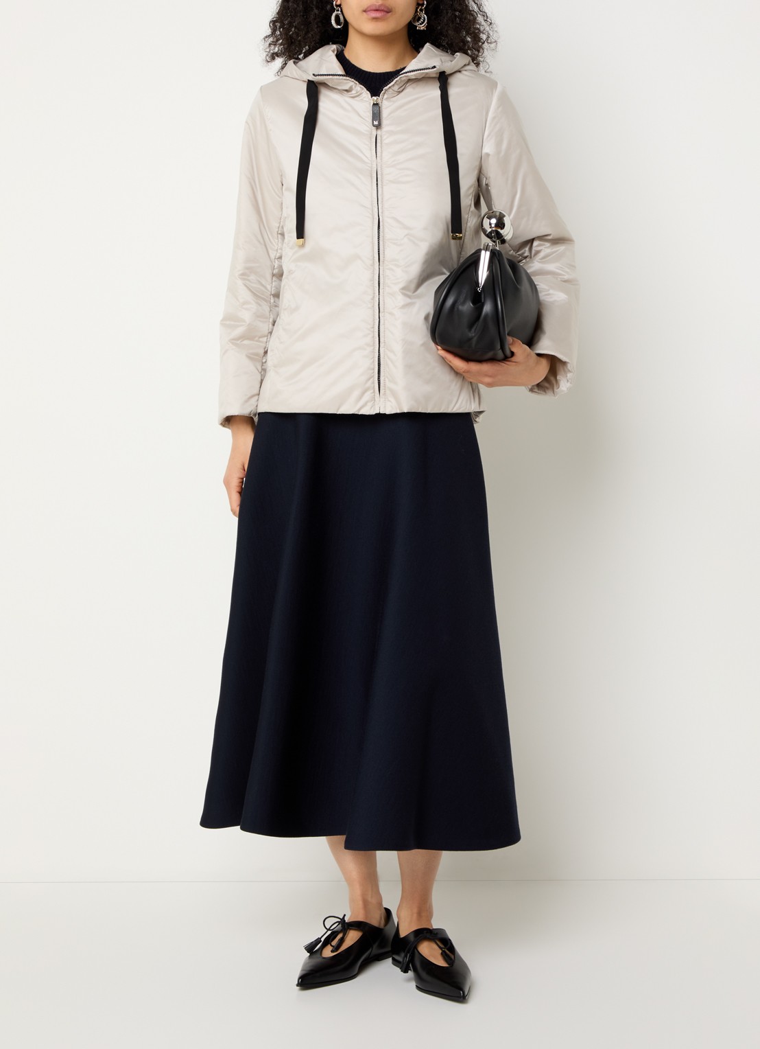 Max Mara Greenh jack met capuchon - voorkant 3 creme