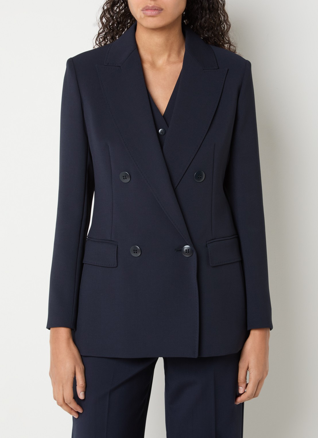 Max Mara Grembo double-breasted blazer van scheerwol met klepzakken - detail 3 donkerblauw
