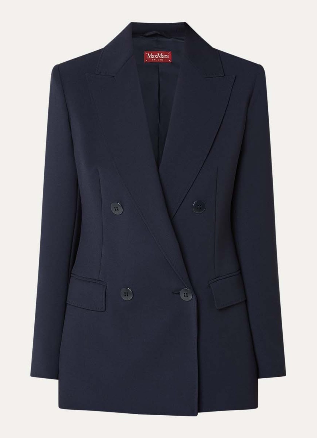 Max Mara Grembo double-breasted blazer van scheerwol met klepzakken - voorkant donkerblauw