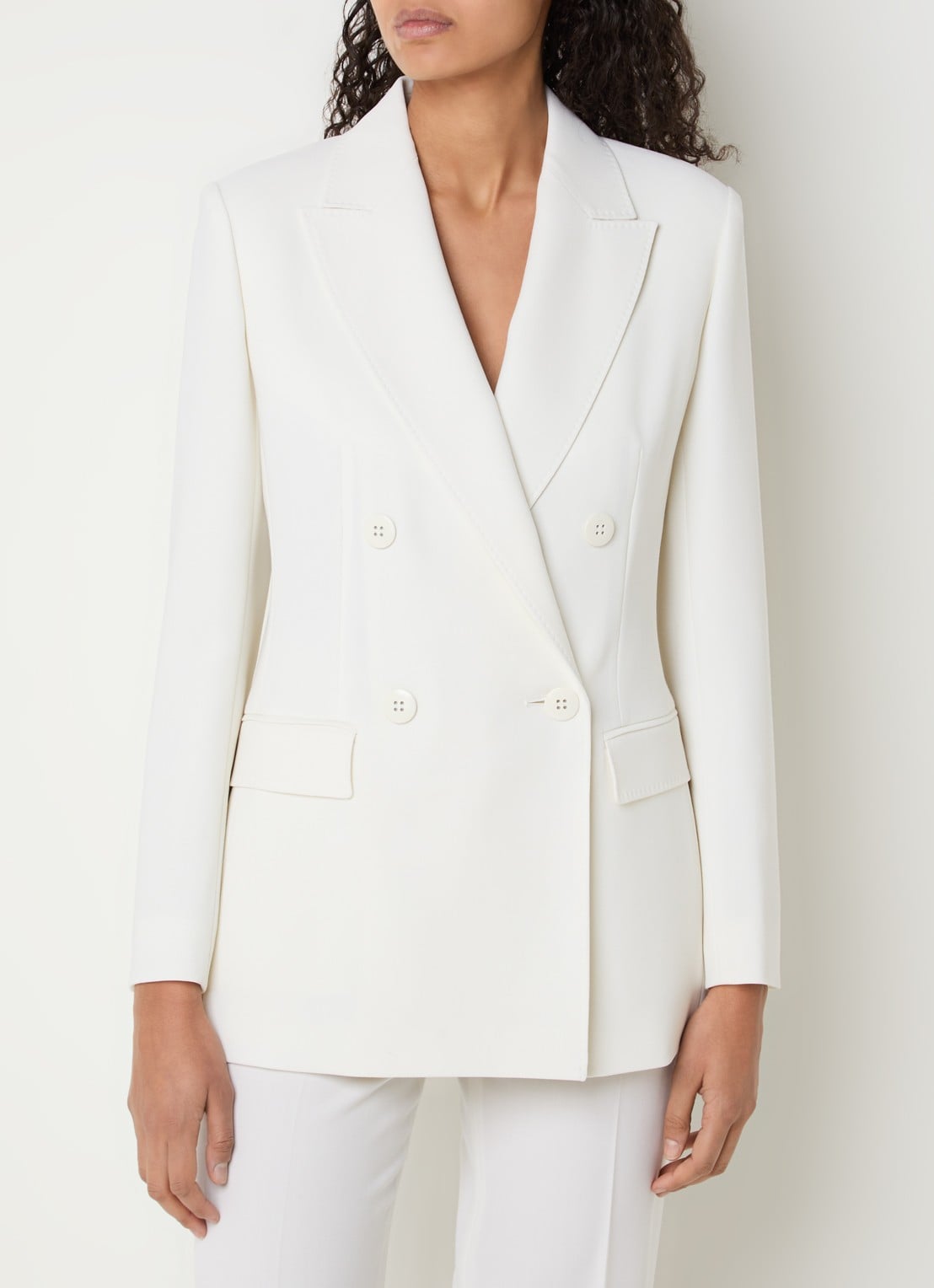 Max Mara Grembo double-breasted blazer van scheerwol met klepzakken - detail 3 wit