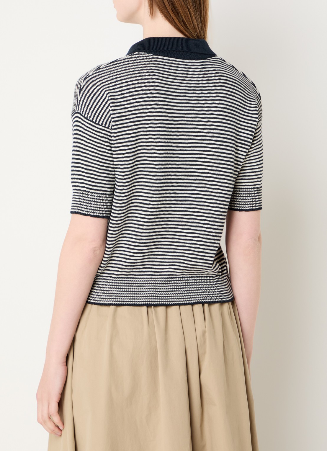 Max Mara Grofgebreide trui met streepprint - achterkant 4 donkerblauw