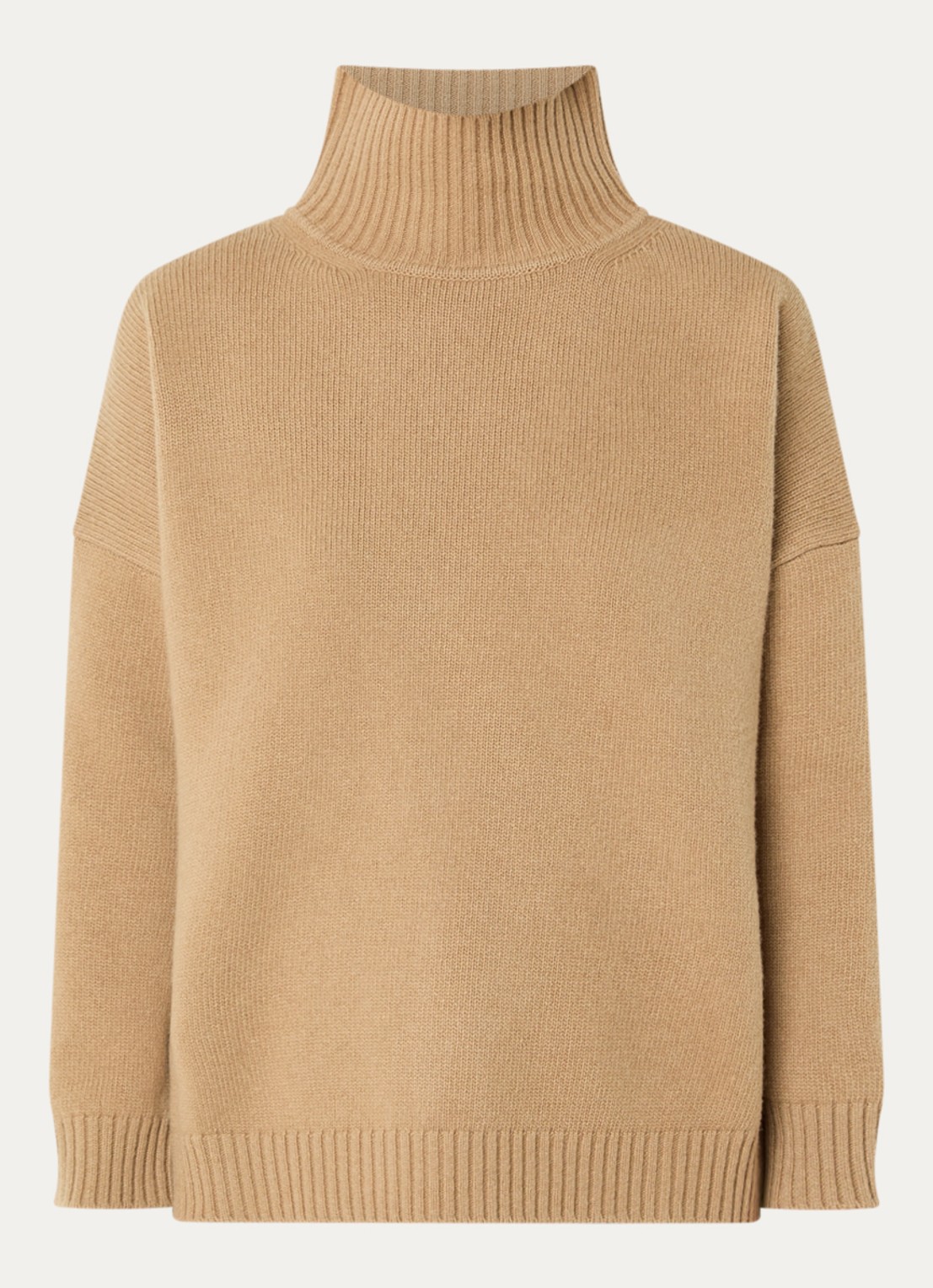 Max Mara Grofgebreide trui van wol met col - voorkant 2 camel