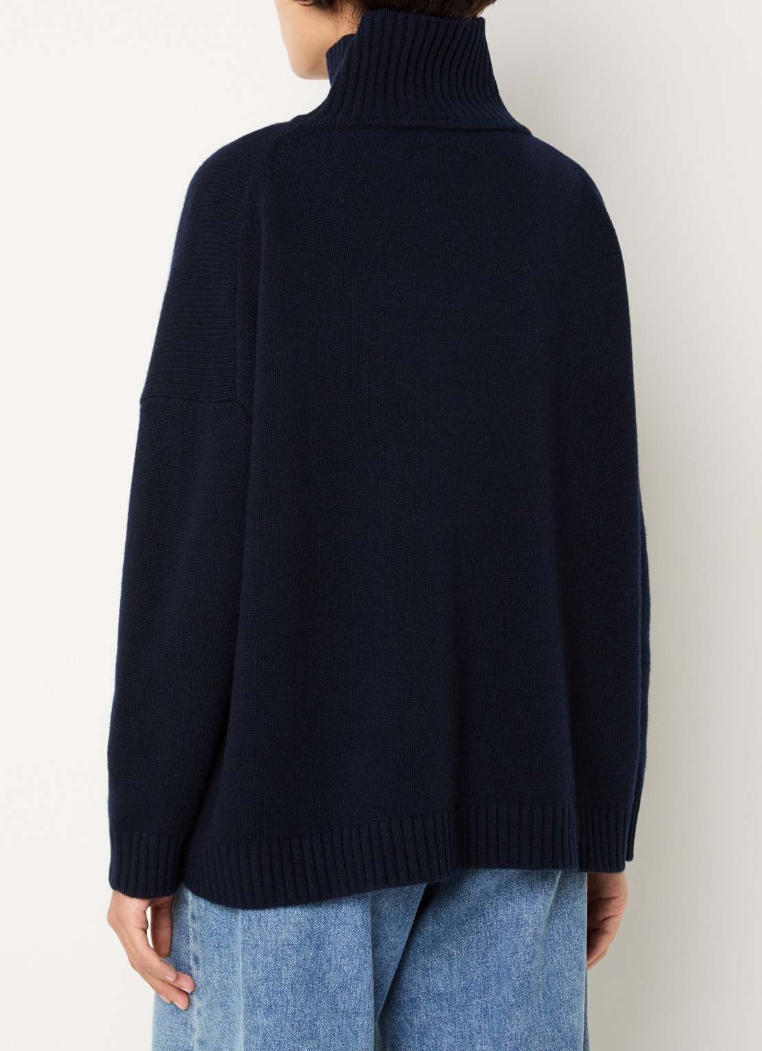 Max Mara Grofgebreide trui van wol met col - achterkant 3 donkerblauw