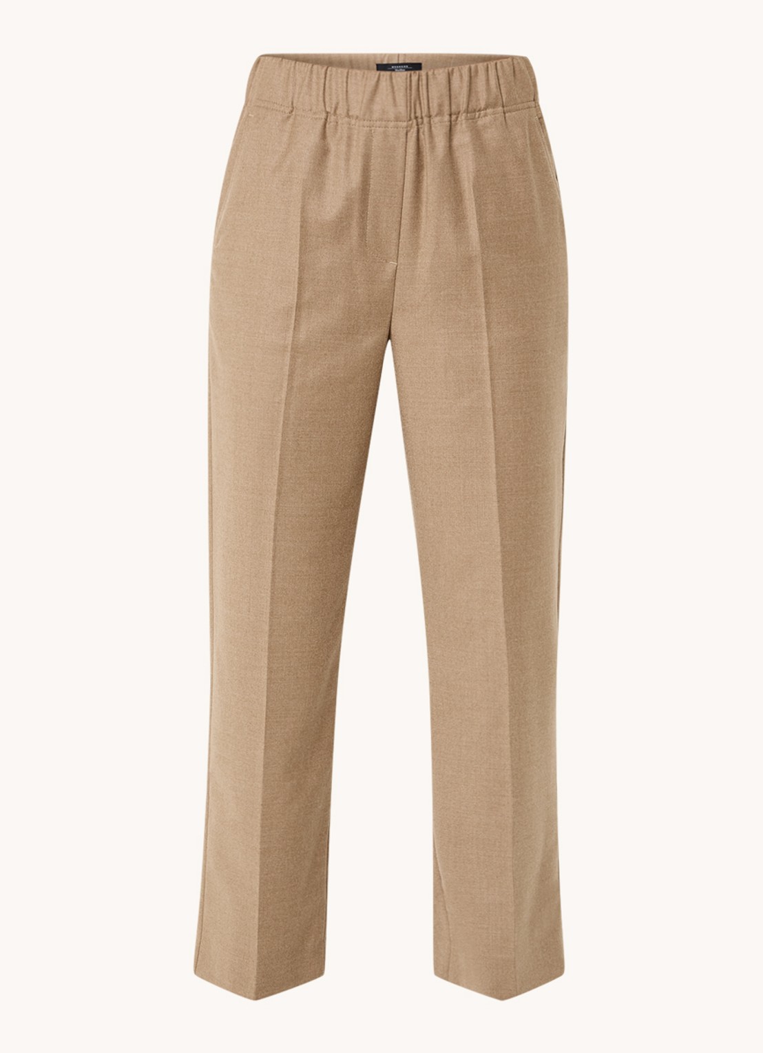 Max Mara Hateley high waist wide fit cropped pantalon van scheerwol met steekzakken - voorkant 3 camel