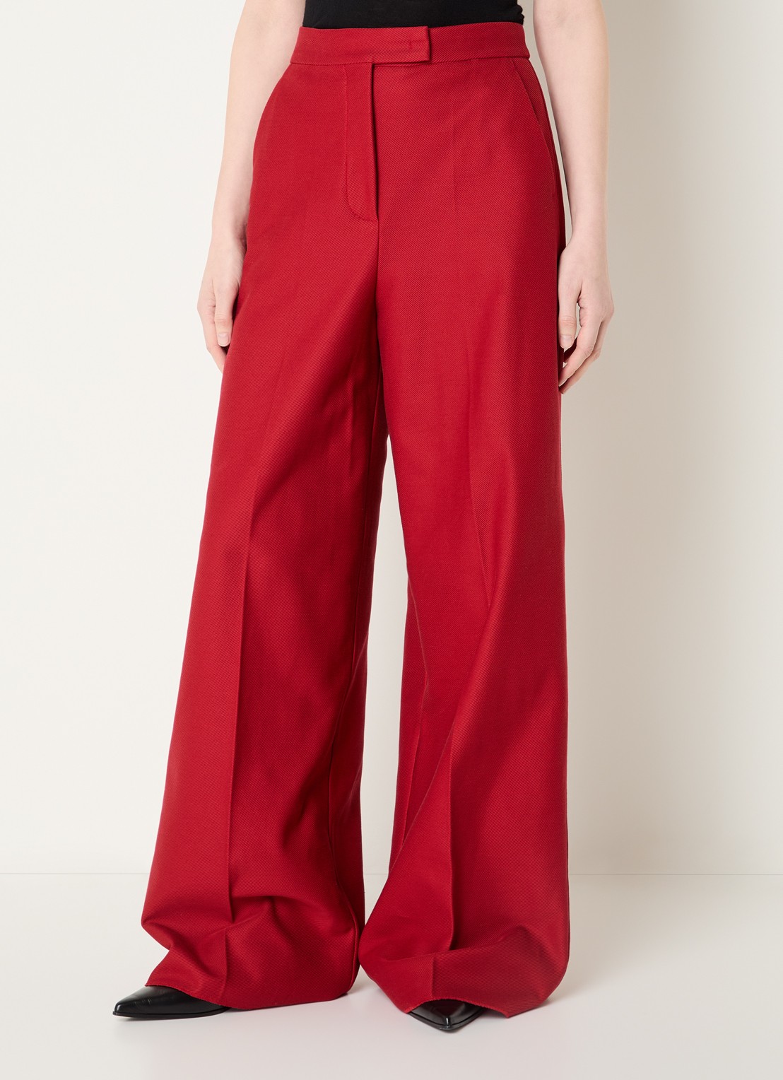 Max Mara High waist loose fit pantalon met steekzakken - detail rood