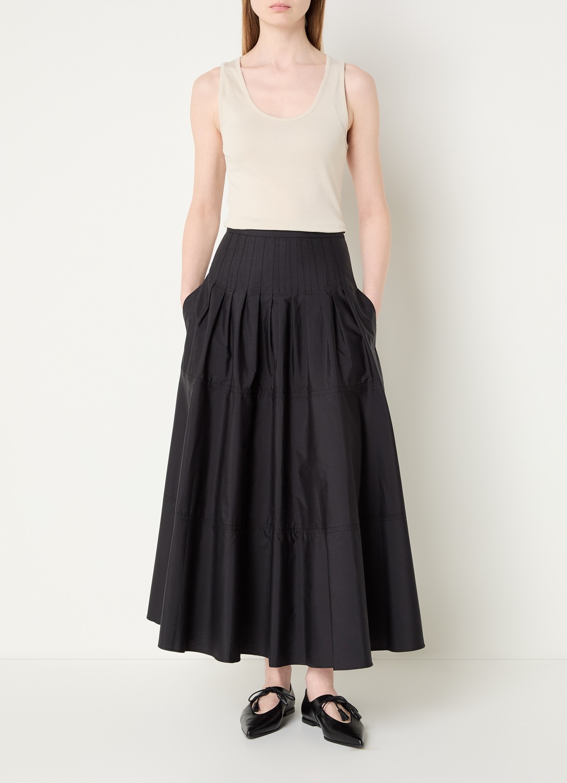 Max Mara High waist maxi A-lijn rok - voorkant 2 zwart