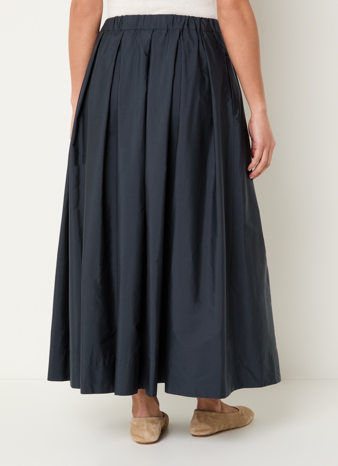 Max Mara High waist midi rok met trekkoord - achterkant 4 staalblauw