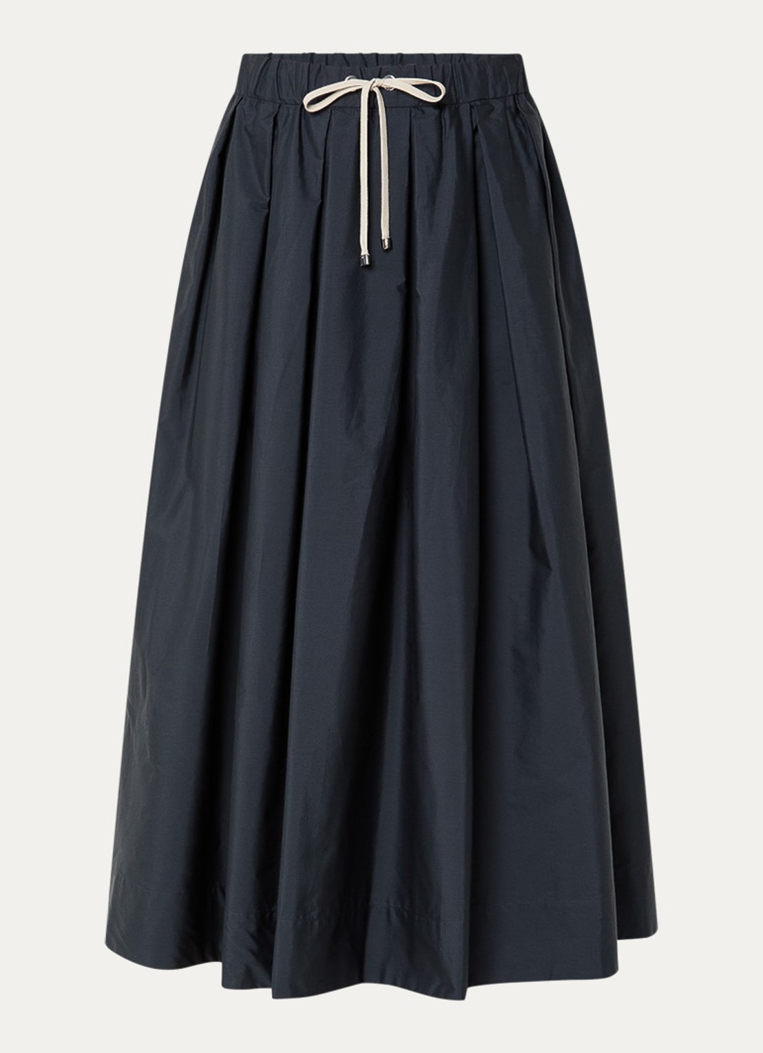 Max Mara High waist midi rok met trekkoord - voorkant staalblauw