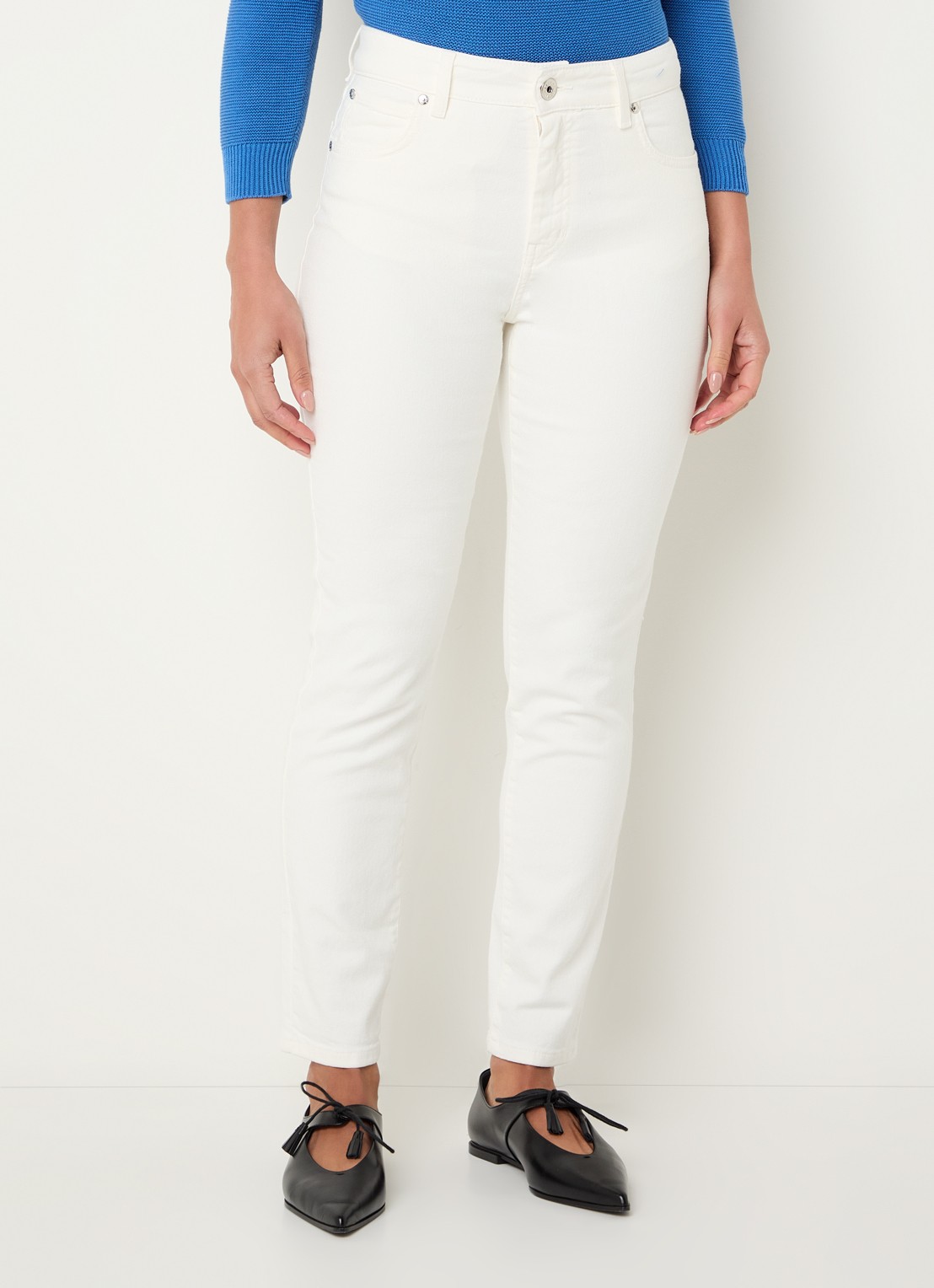Max Mara High waist slim fit jeans met gekleurde wassing - detail 2 wit