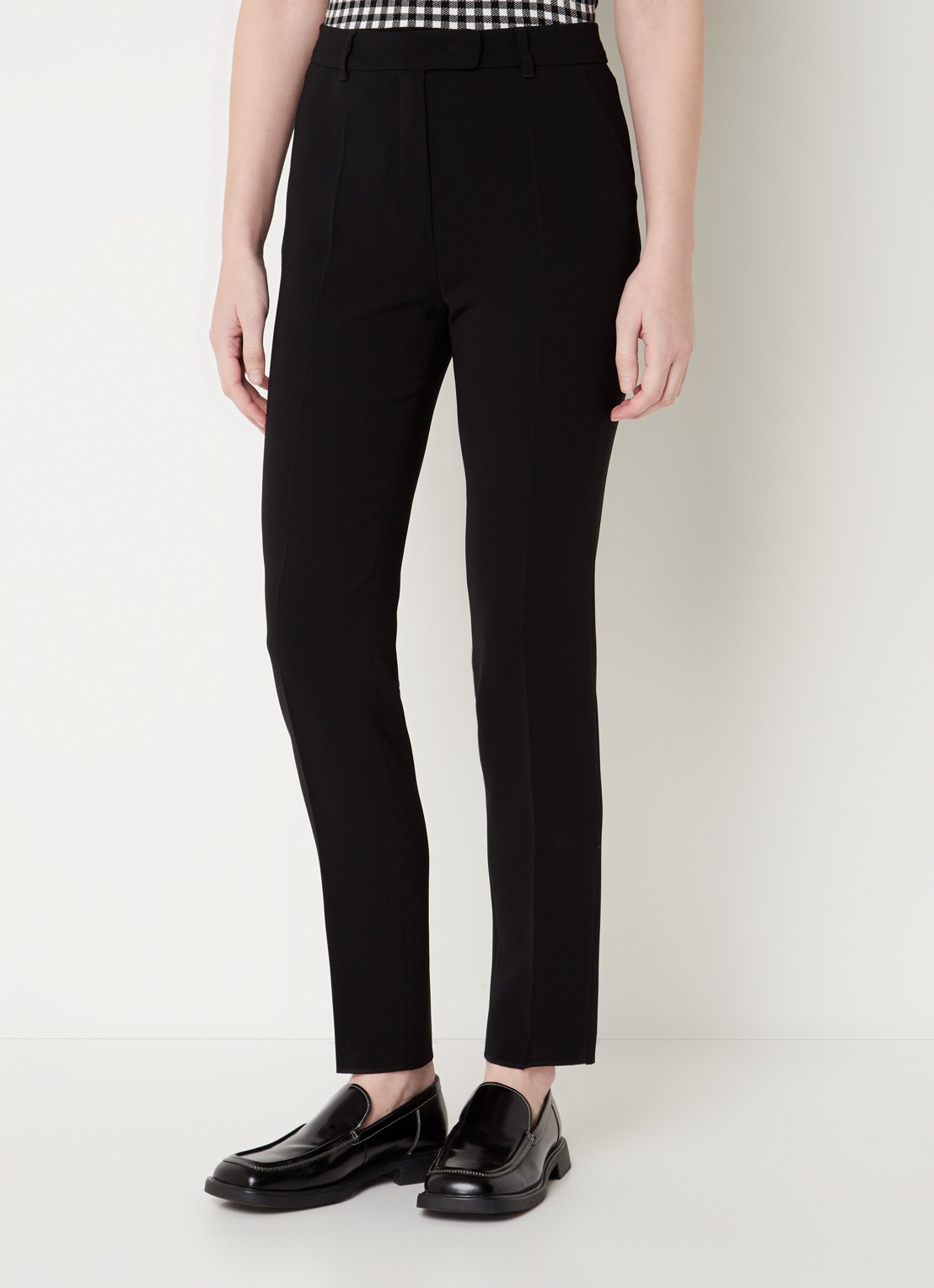 Max Mara High waist slim fit pantalon met steekzakken - detail zwart