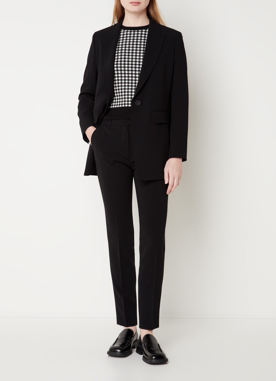 Max Mara High waist slim fit pantalon met steekzakken - voorkant 3 zwart