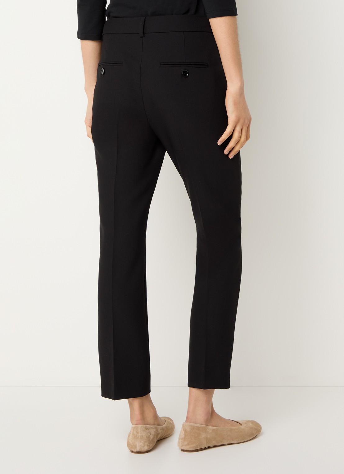 Max Mara High waist slim fit pantalon met steekzakken - achterkant zwart