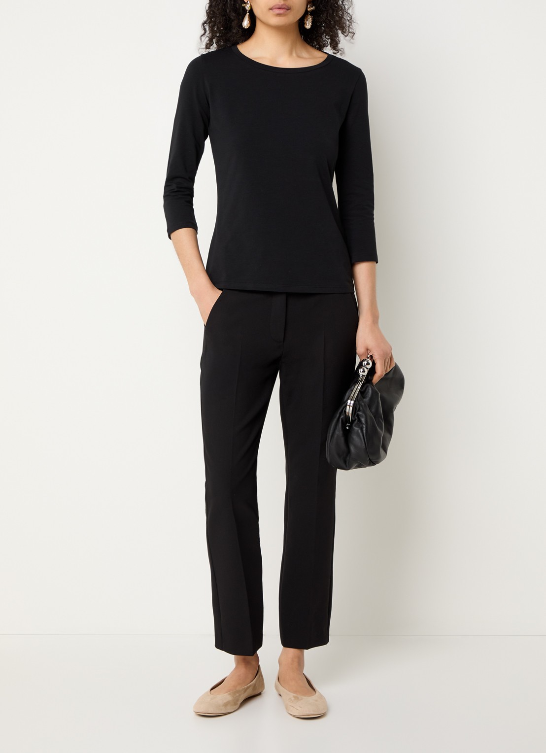 Max Mara High waist slim fit pantalon met steekzakken - voorkant 4 zwart