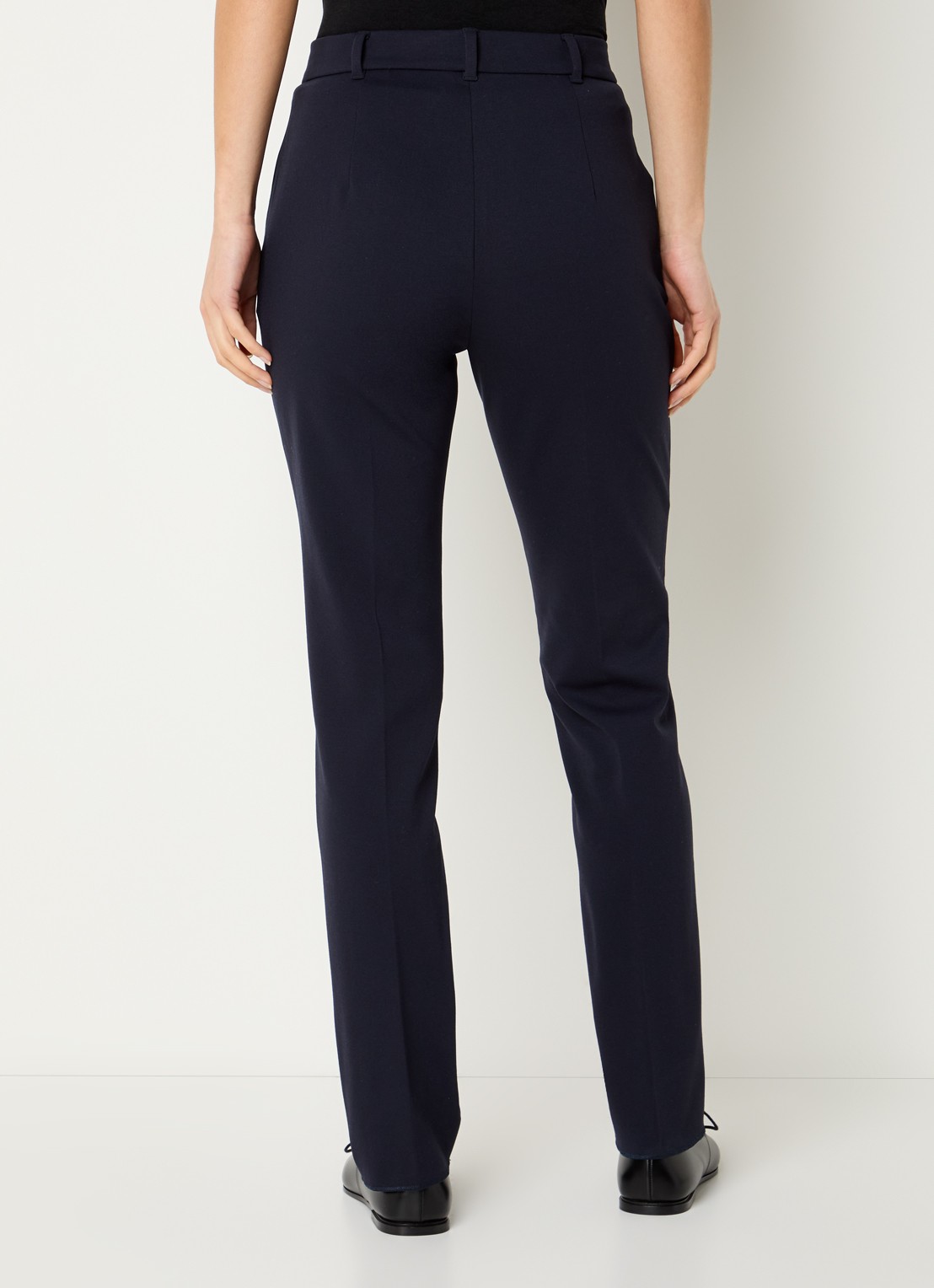 Max Mara High waist slim fit pantalon van jersey met steekzakken - achterkant donkerblauw