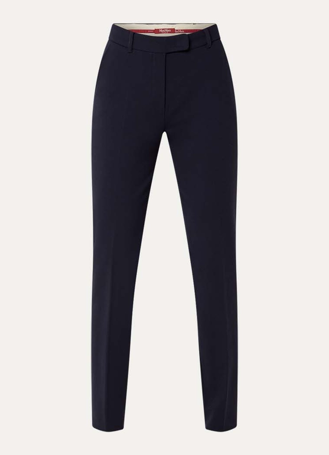 Max Mara High waist slim fit pantalon van jersey met steekzakken - voorkant 3 donkerblauw