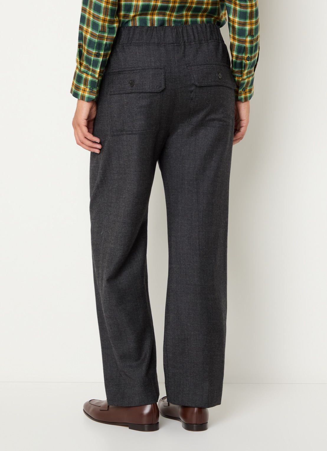 Max Mara High waist straight fit broek van wol met steekzakken - achterkant 2 dark grey-004