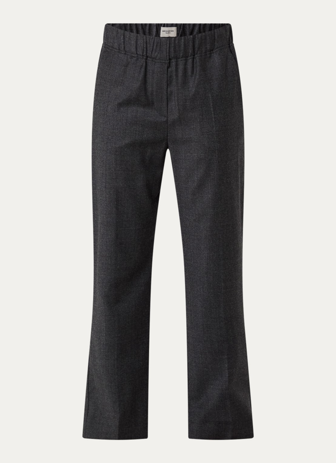 Max Mara High waist straight fit broek van wol met steekzakken - voorkant 3 dark grey-004