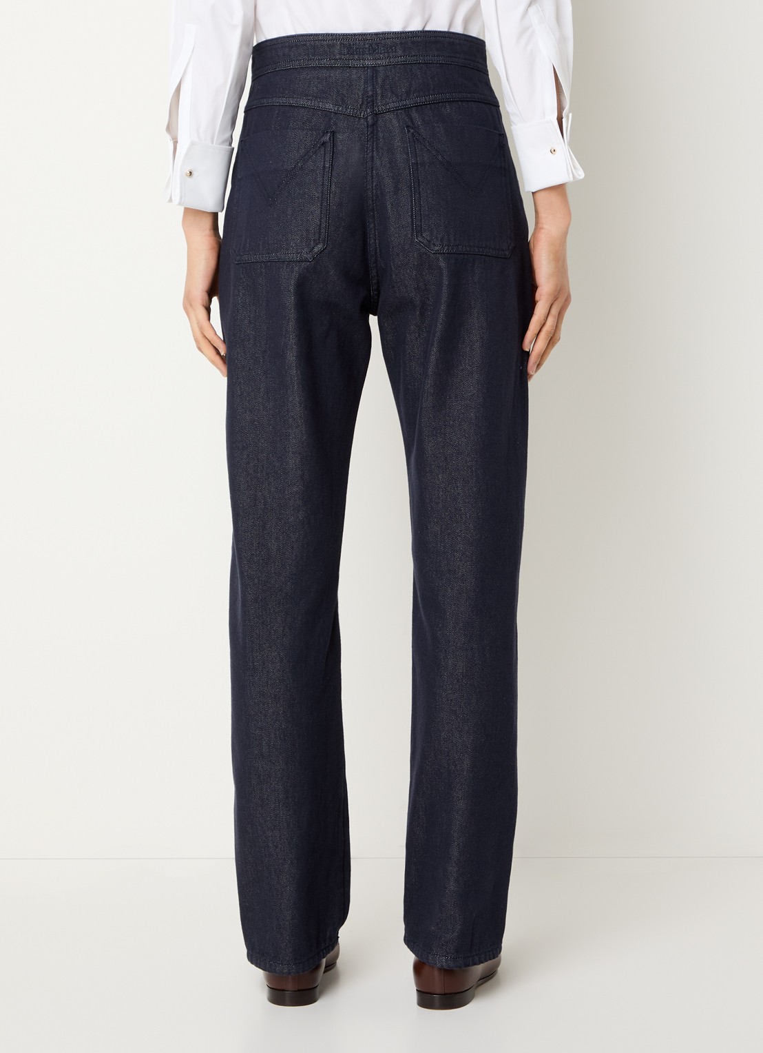 Max Mara High waist straight leg jeans met donkere wassing - achterkant 3 indigo