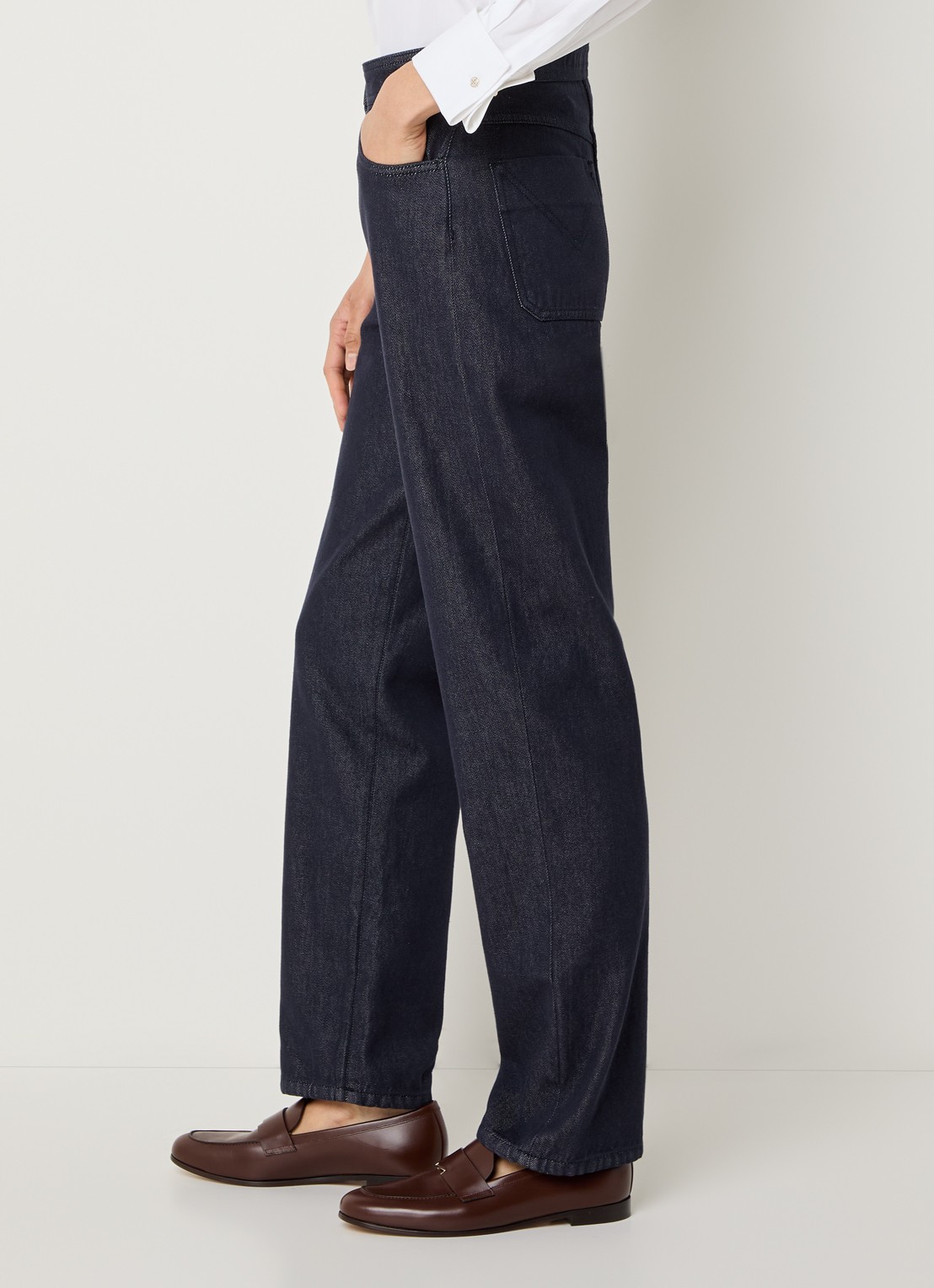 Max Mara High waist straight leg jeans met donkere wassing - detail 5 indigo