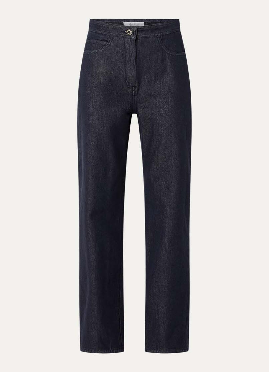 Max Mara High waist straight leg jeans met donkere wassing - voorkant indigo