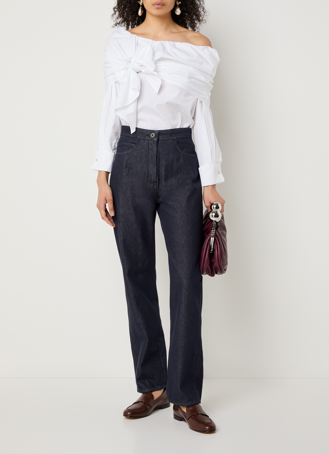 Max Mara High waist straight leg jeans met donkere wassing - voorkant 2 indigo