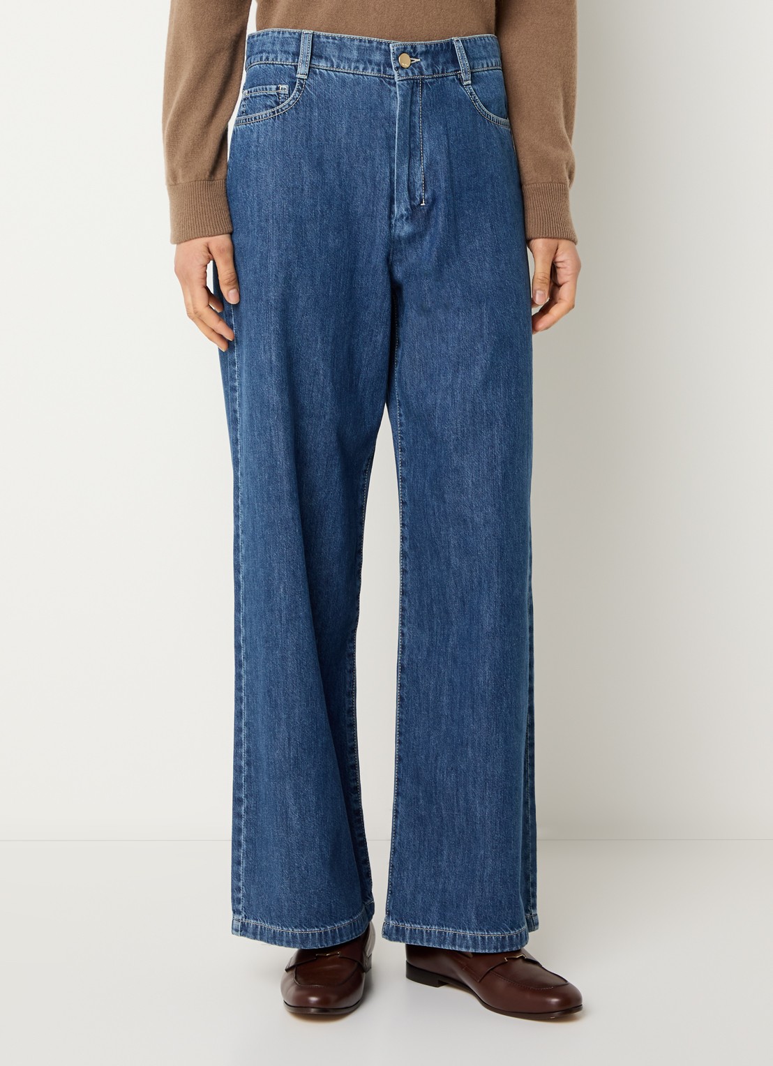 Max Mara High waist straight leg jeans met medium wassing - detail 4 indigo