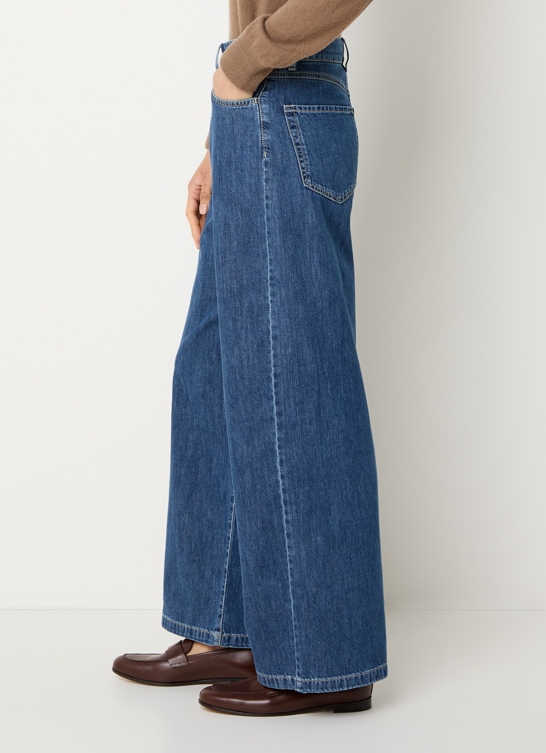 Max Mara High waist straight leg jeans met medium wassing - detail 5 indigo