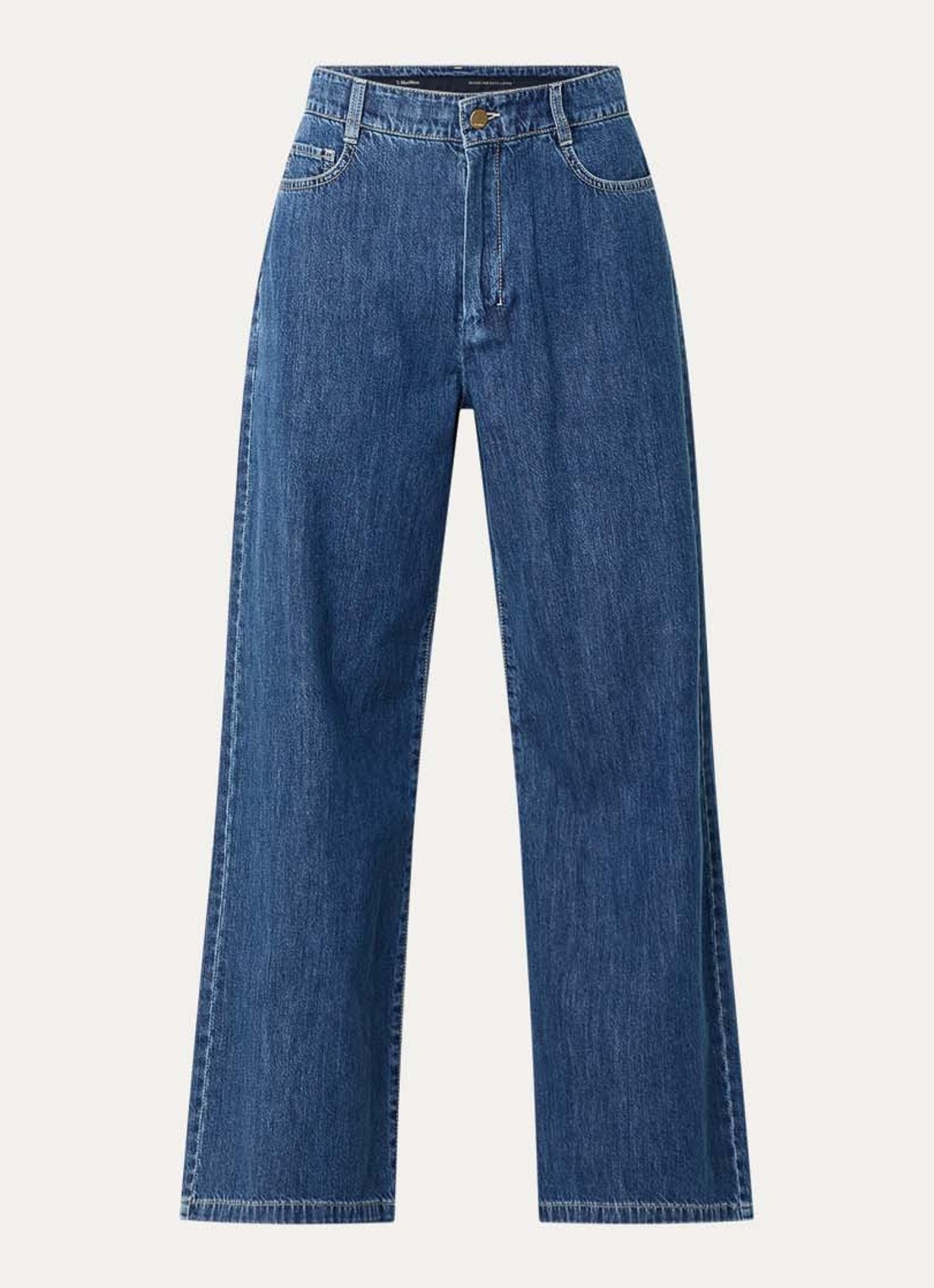 Max Mara High waist straight leg jeans met medium wassing - voorkant 2 indigo