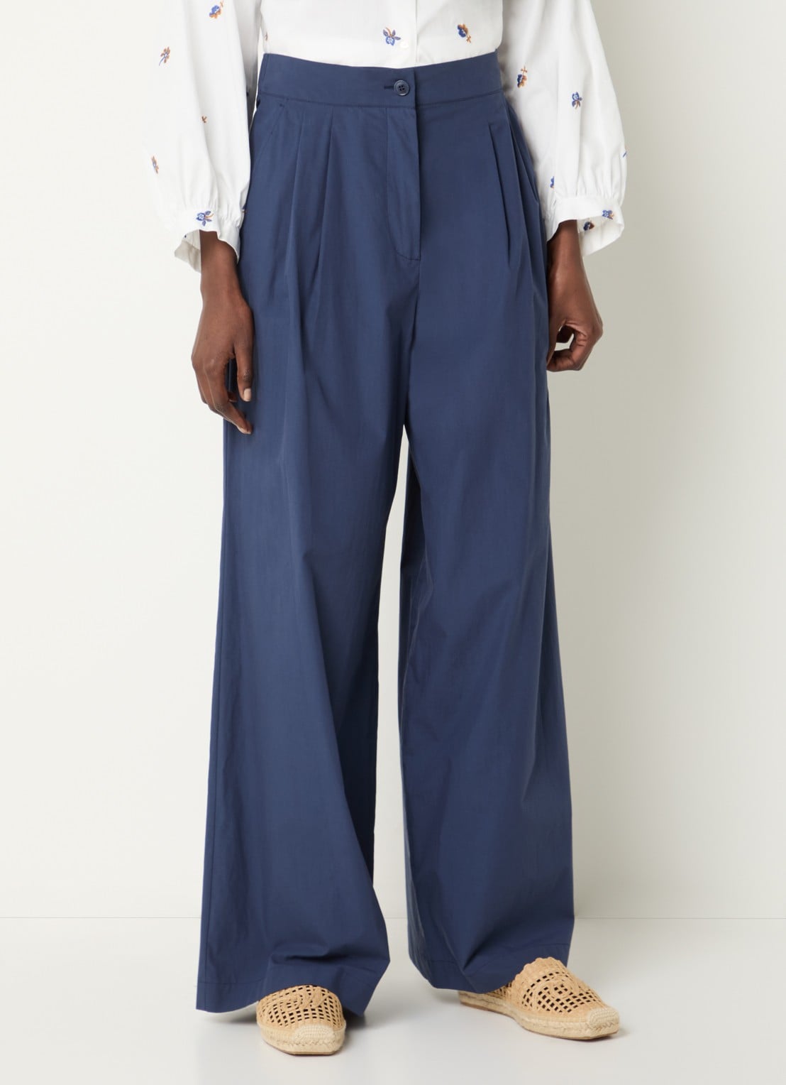 Max Mara High waist wide fit broek met steekzakken - detail 4 blauw