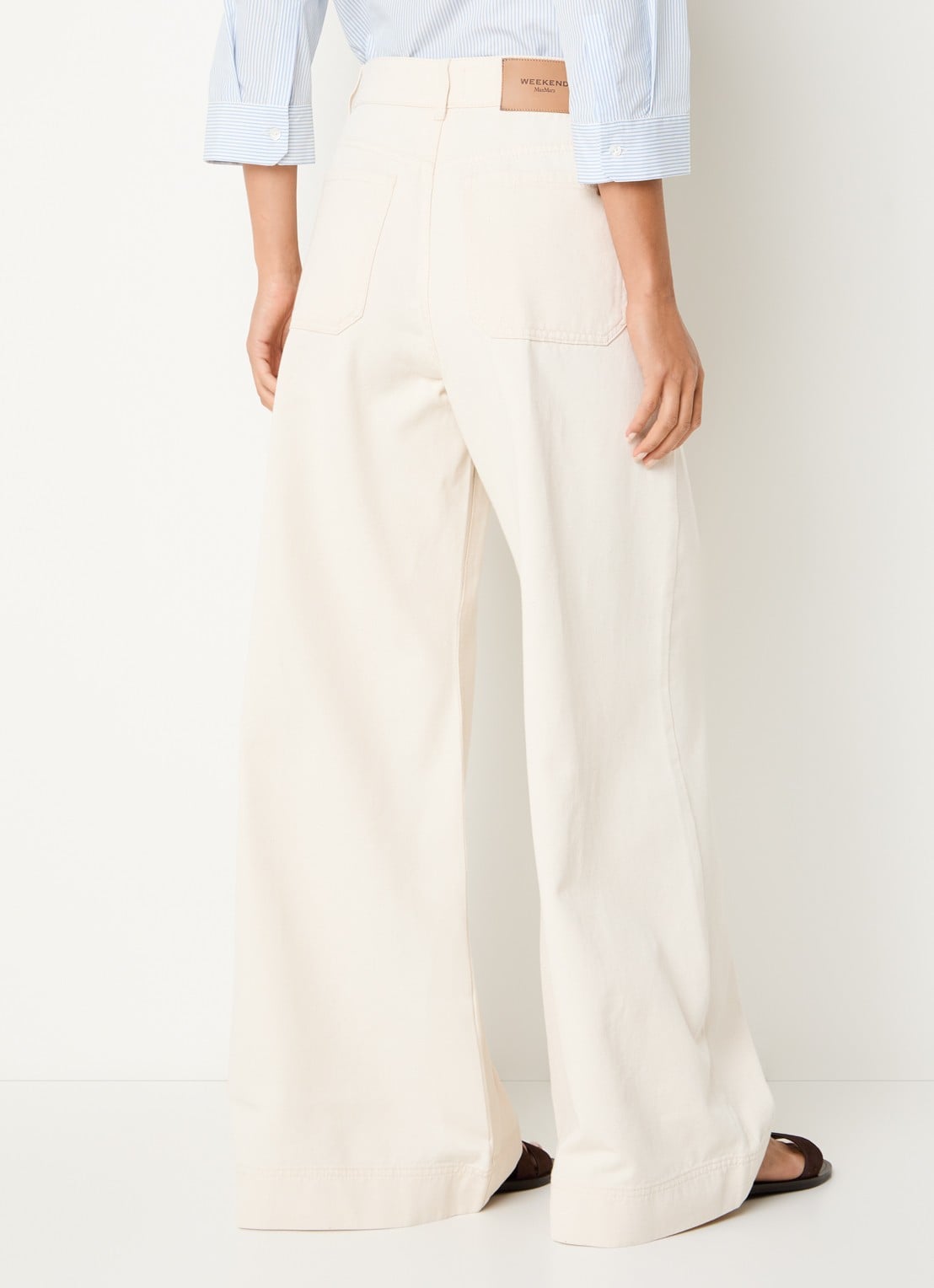 Max Mara High waist wide fit jeans met gekleurde wassing - achterkant 3 gebroken wit