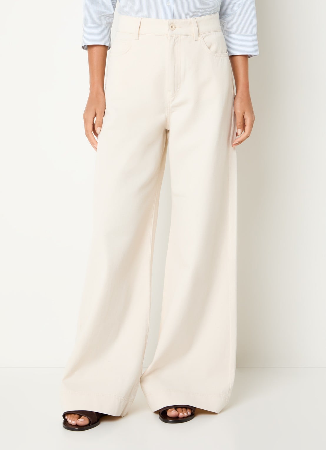 Max Mara High waist wide fit jeans met gekleurde wassing - detail 4 gebroken wit