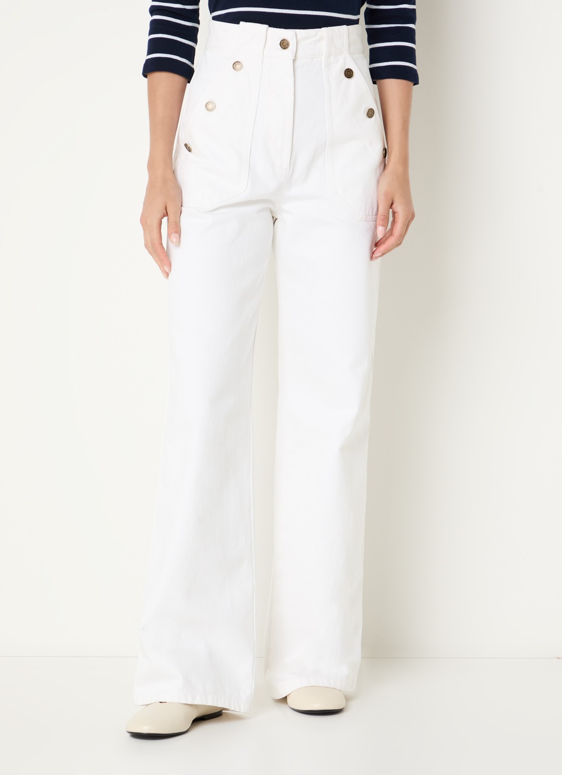 Max Mara High waist wide fit jeans met gekleurde wassing - detail 3 wit