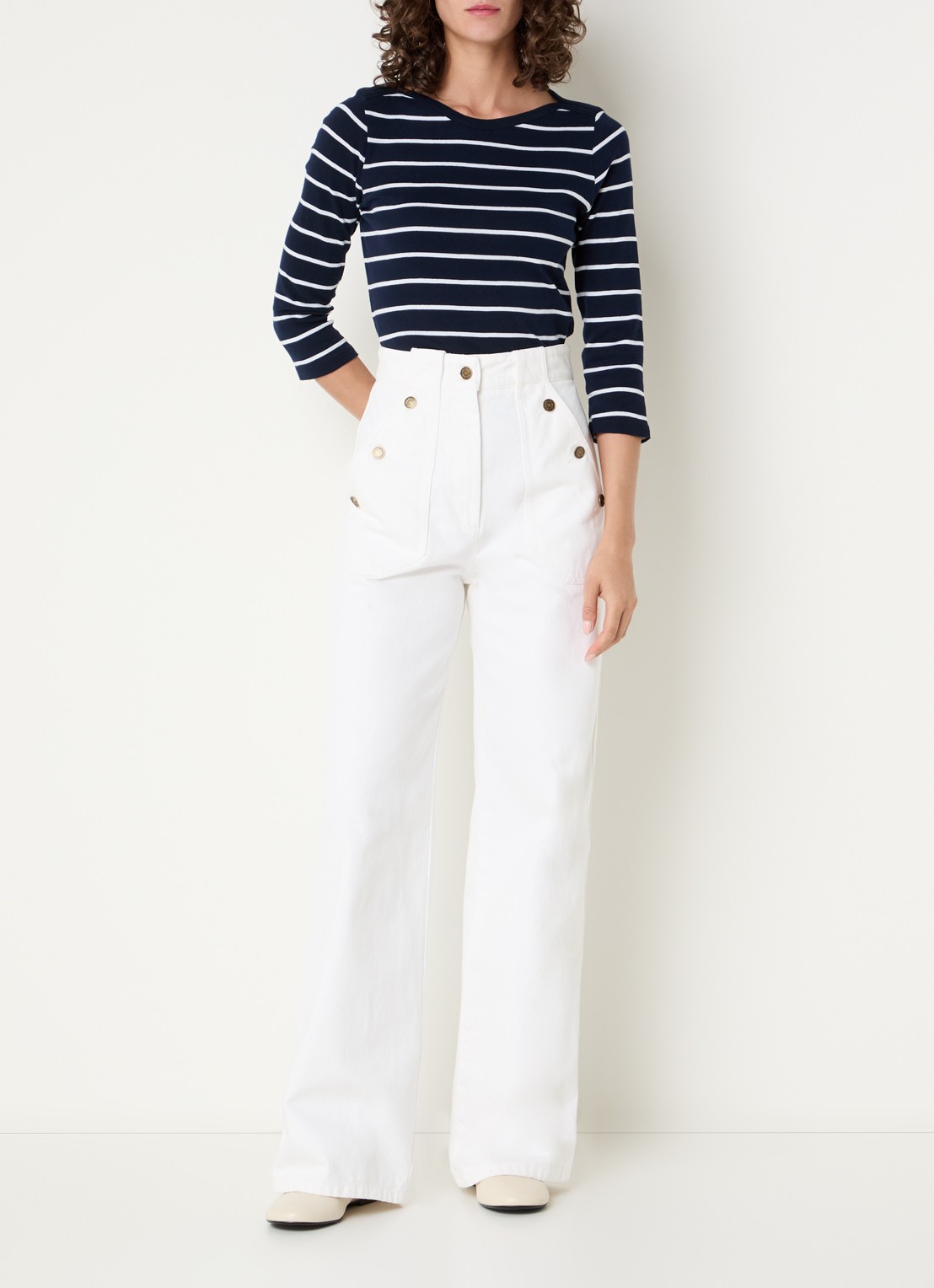 Max Mara High waist wide fit jeans met gekleurde wassing - voorkant 2 wit