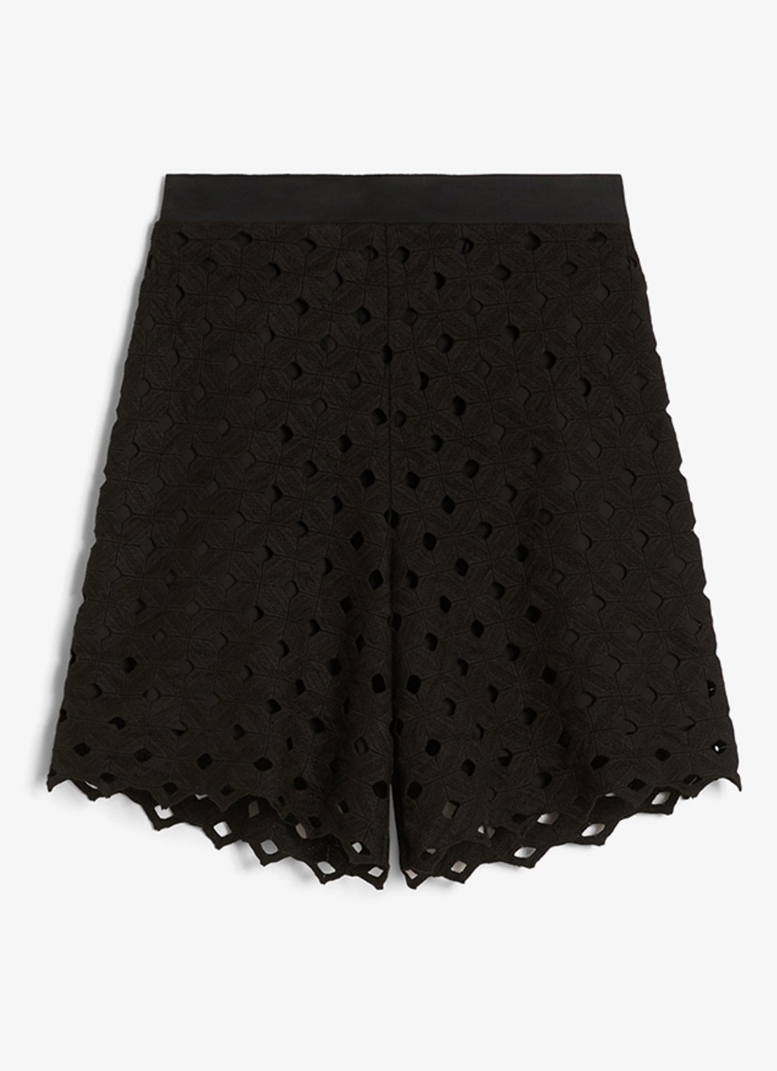 Max Mara High waist wide fit korte broek met cut out detail - voorkant 5 zwart