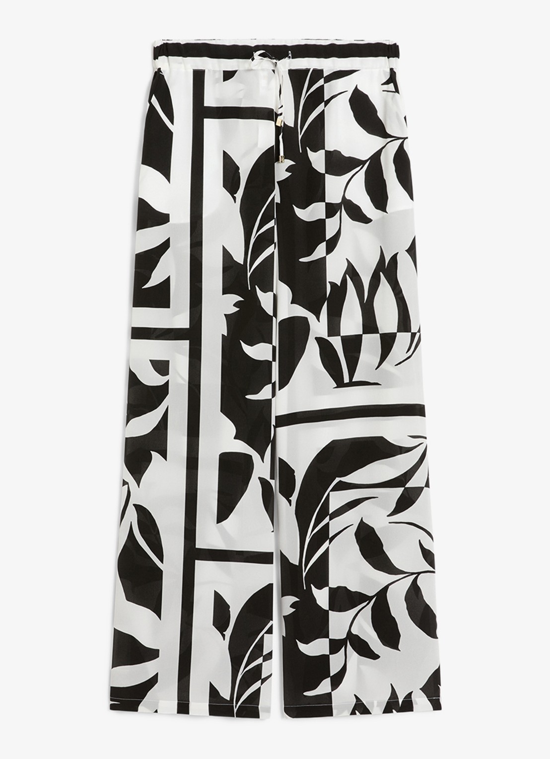 Max Mara High waist wide fit palazzo broek van zijde - voorkant 3 zwart