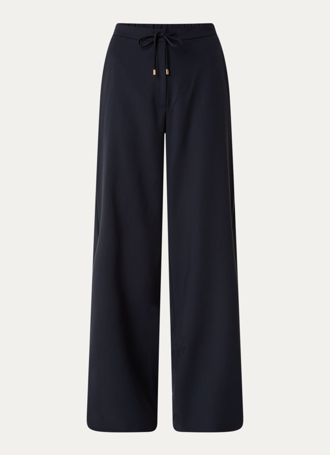 Max Mara High waist wide fit pantalon met steekzakken - voorkant donkerblauw