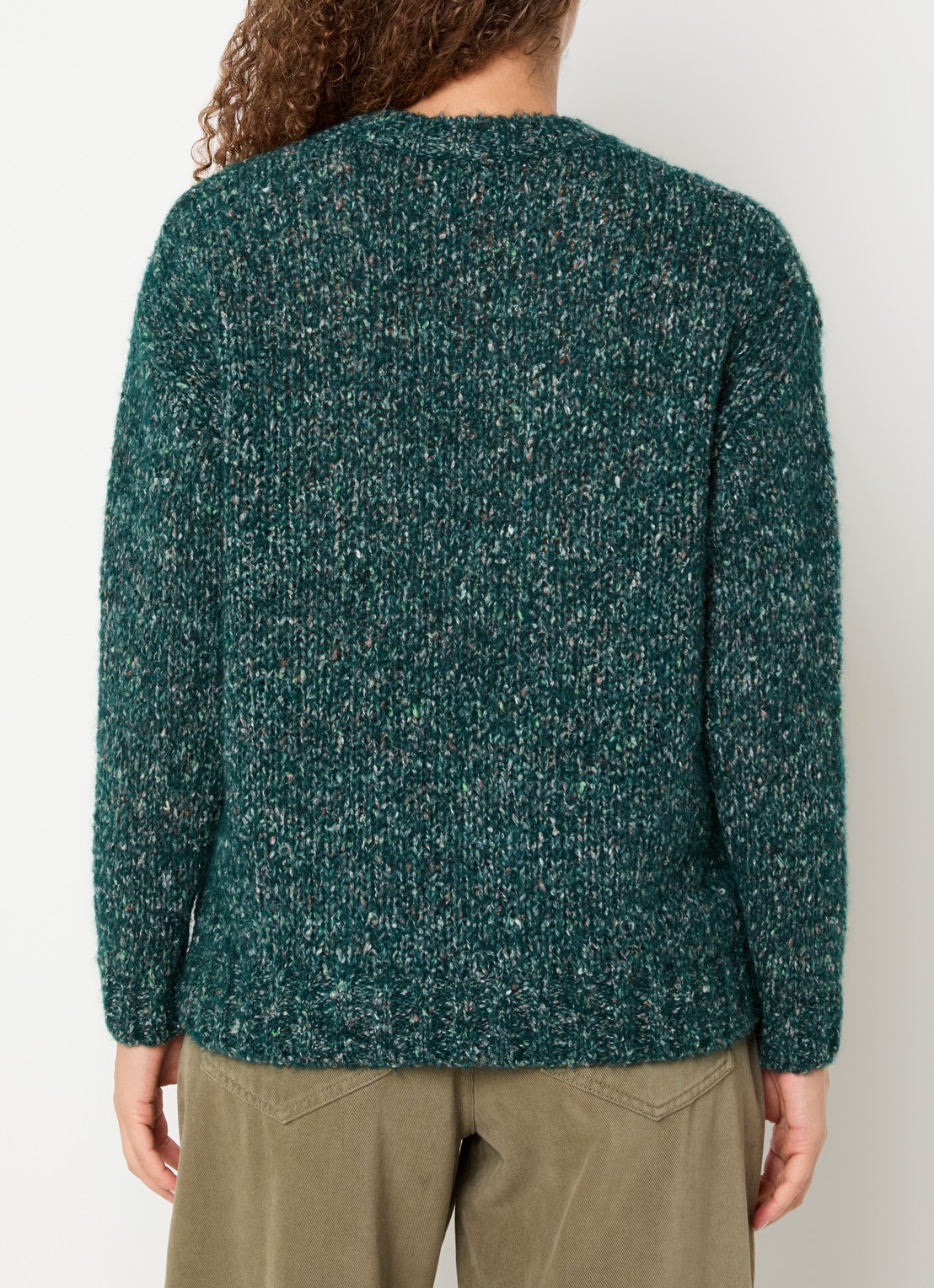 Max Mara Hobby grofgebreide trui in alpaca wolblend - achterkant donkergroen