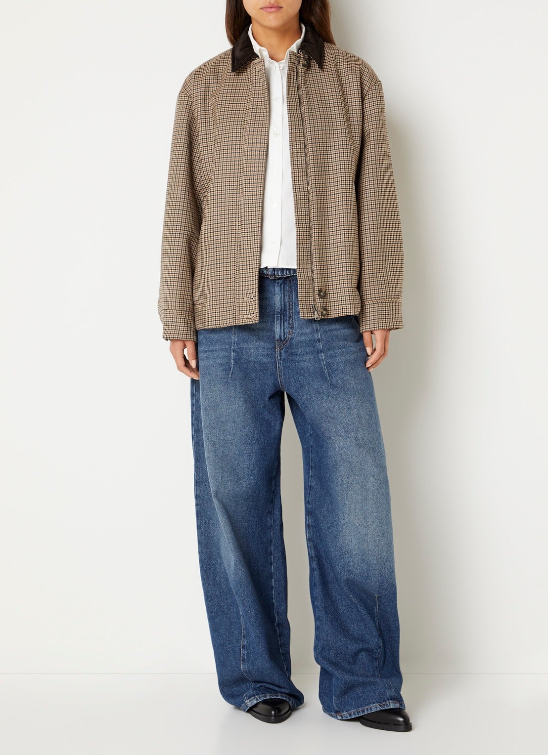Max Mara Jack van scheerwol met pied-de-poule dessin - voorkant 4 beige
