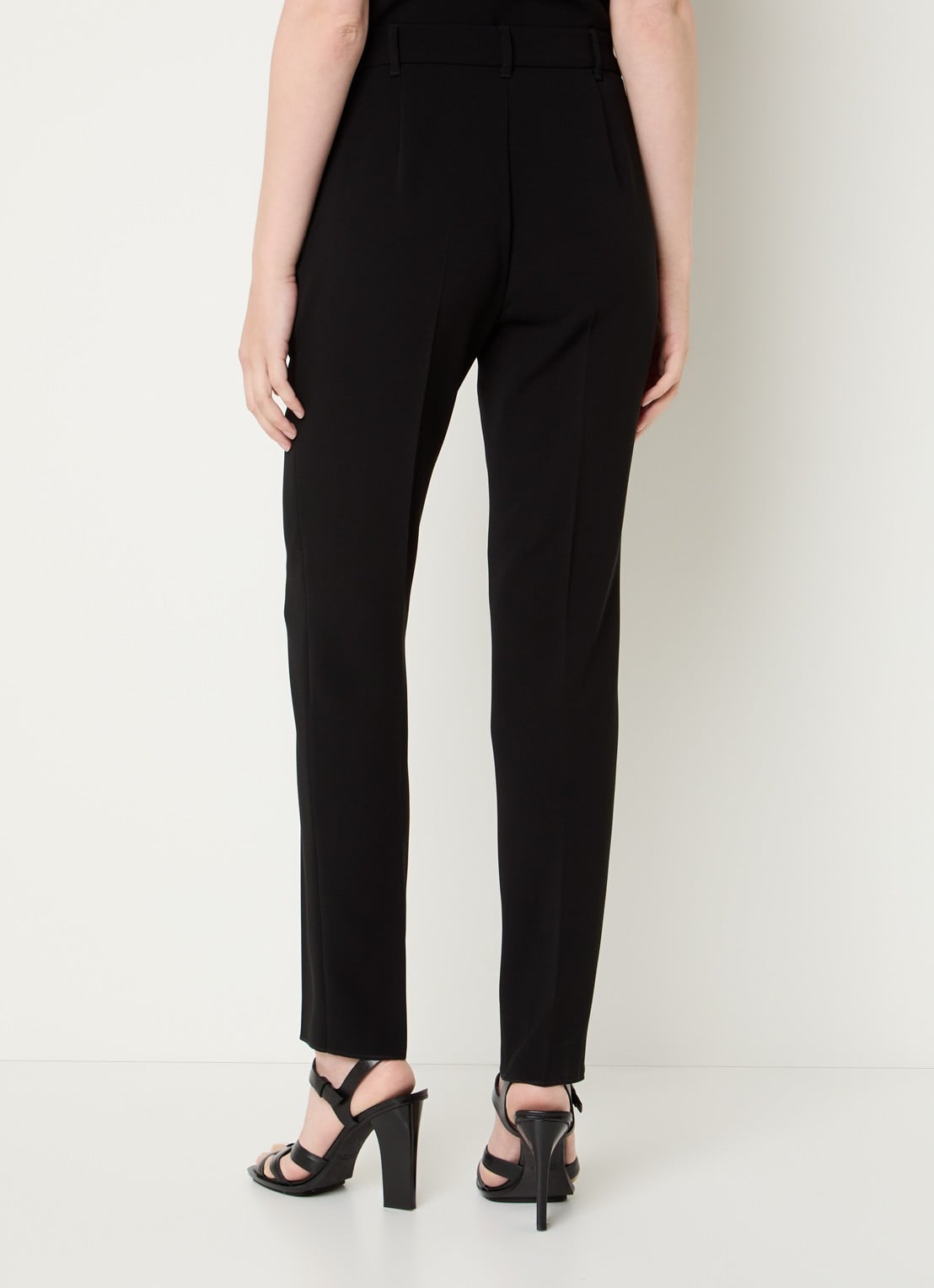 Max Mara Jerta high waist slim fit pantalon met steekzakken  - achterkant zwart
